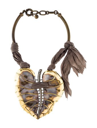 Lanvin Crystal & Silk Heart Collar Necklace - Necklaces - LAN78077 | The RealReal
