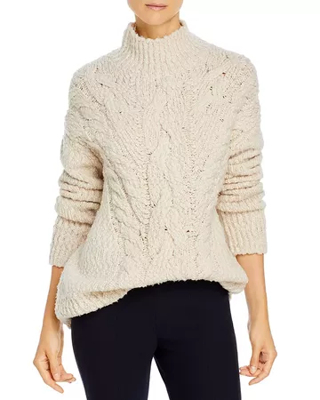 Vince Rising Cable Wool Blend Turtleneck Sweater | Bloomingdale's