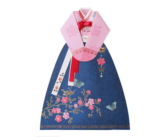 Arts & Crafts Korea Women's Hanbok Card 02 (Navy Skirt) $5.75