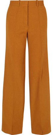 Wide-leg Crepe Pants - Saffron