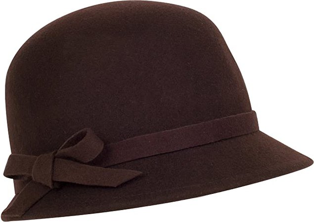 Sakkas 0621LC - Womens Vintage Style Wool Cloche Bucket Winter Hat with Ribbon Bow Accent - Chocolate/One Size at Amazon Women’s Clothing store: Cold Weather Hats