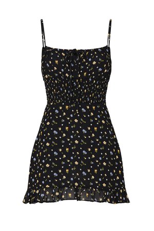Black Floral Printed Mini Dress by Reformation for $30 - $35 | Rent the Runway