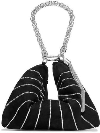 Callie Crystal-embellished Suede Shoulder Bag - Black