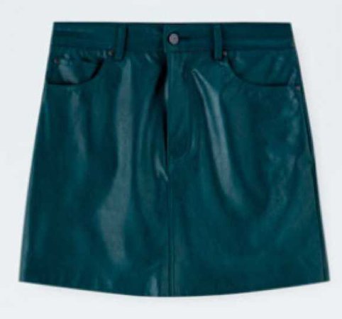 faux leather green mini skirt