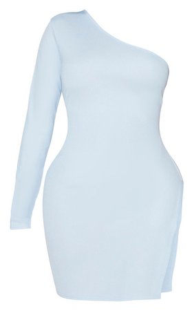 Shape Dusty Blue One Shoulder Split Bodycon Dress | PrettyLittleThing