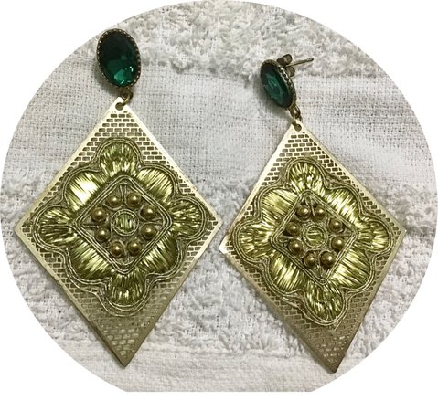 green and gold earings