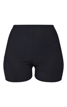 *clipped by @luci-her* Black Rib High Waist Cycle Shorts | Co-Ords | PrettyLittleThing USA