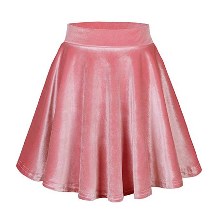 Urban CoCo Women's Vintage Velvet Stretchy Mini Flared Skater Skirt (L, Pink-Series 2) at Amazon Women’s Clothing store: