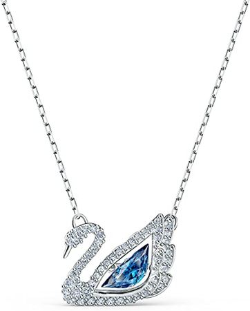 Amazon.com: Swarovski 125th Anniversary Collection Dancing Swan Women's Necklace, Iconic Swan Pendant with Blue and White Crystals and Elegant Rhodium Plated Chain