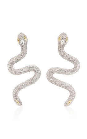 Silver-Tone Crystal Snake Clip Earrings by Alessandra Rich | Moda Operandi