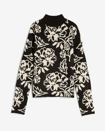 Floral Jacquard Mock Neck Sweater | Express