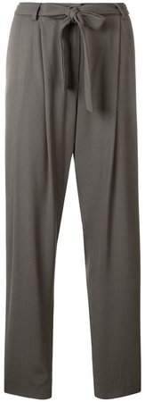 belted waist tapered trousers