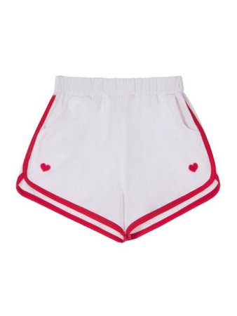 White and red heart shorts