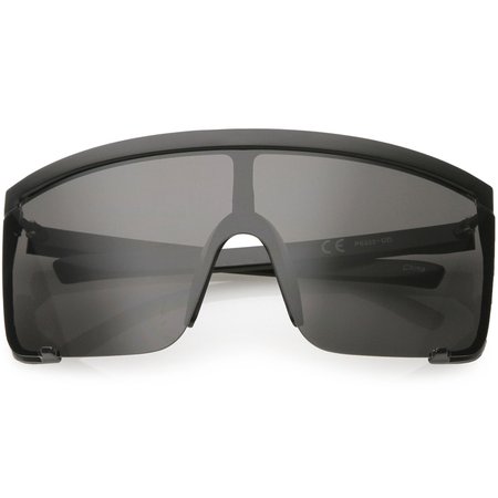 Oversize Semi Rimless Shield Sunglasses Color Tinted Mono Lens 81mm - sunglass.la