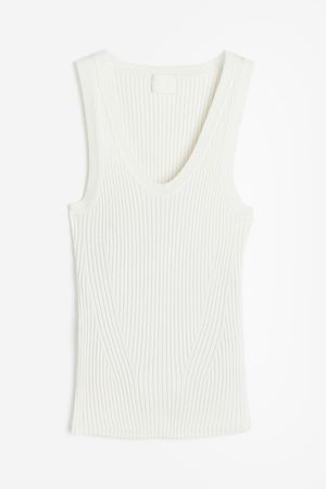 Rib-knit Tank Top - White - Ladies | H&M US