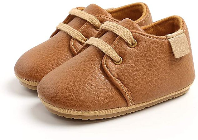 Amazon.com | SOFMUO Baby Boys Girls Lace Up Leather Sneakers Soft Rubber Sole Infant Moccasins Newborn Oxford Loafers Anti-Slip Toddler Wedding Uniform Dress Shoes | Sneakers