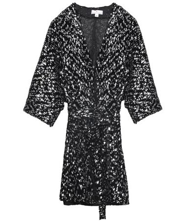Etoile Coral Black Velvet Sequined Alexia Kimono < Nightout | aesthet.com