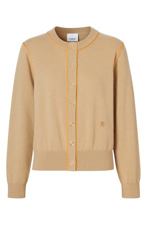 Burberry Janice TB Monogram Piped Cashmere Cardigan | Nordstrom