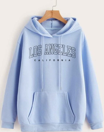 Shein Baby Blue Letter Graphic Hoodie