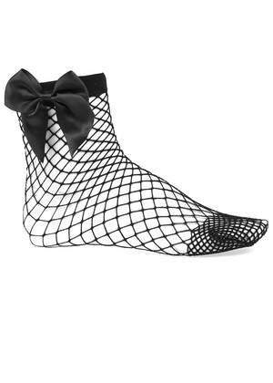 Fishnet Black Ankle Socks With Bow | TeenzShop