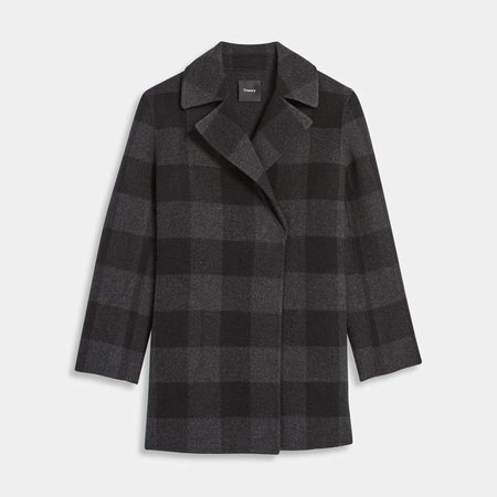 Double-Faced Check Overlay Coat