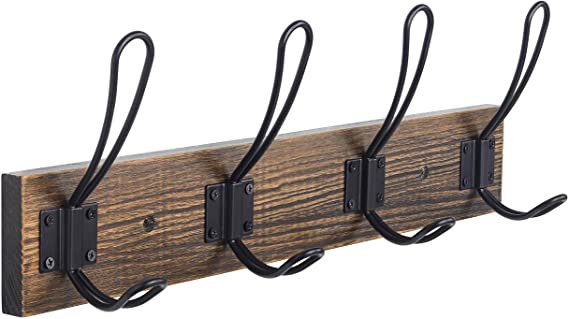 Amazon.com: Rustic Coat Rack, Wall Mounted Coat Hook with 4 Farmhouse Hooks, Solid Pine Wood, Perfect Touch for Your Entryway Bathroom Kitchen to Hang Coat Clothes Hat Purse Bag Towel Robes (Brown): Home Improvement
