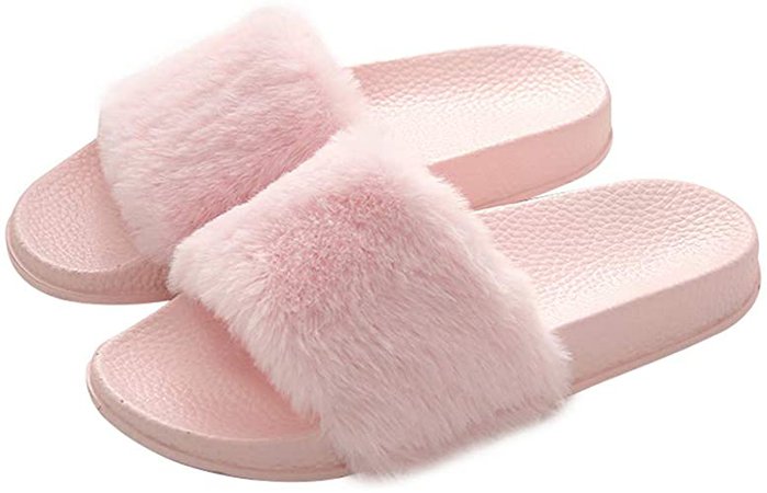 fluffy slippers pink - Google Search