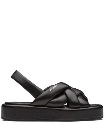 Shop Prada woven flatform sandals with Express Delivery - FARFETCH