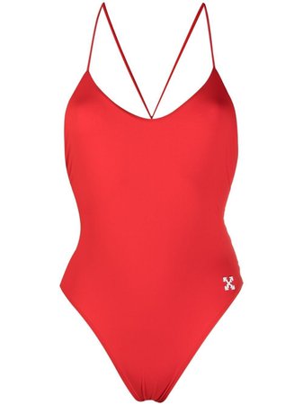 Shop Off-White Arrows logo strap swimsuit with Express Delivery - FARFETCH