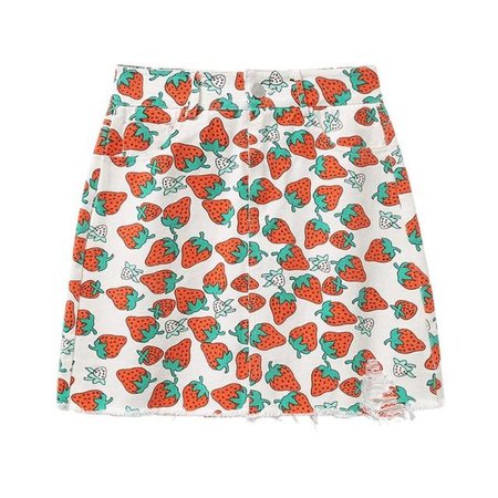 Harajuku Stretchy Strawberry Denim Skirt – algrandeboutique