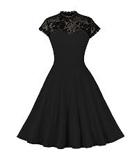 Wellwits Women's Tie Keyhole Floral Mesh Halloween Gothic Vintage Dress 3XL at Amazon Women’s Clothing store
