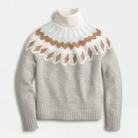Fair Isle Turtleneck Sweater In Supersoft Yarn : | J.Crew ivory