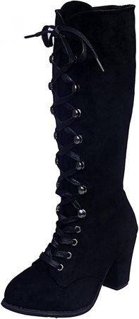 Amazon.com: Masbird Boots for Women Mid Calf Boots Chunky Heel Victorian Boots Medieval Steampunk Side Zipper Boots Renaissance Cosplay : Clothing, Shoes & Jewelry