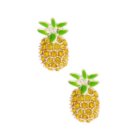 Embellished Pineapple Stud Earrings - Yellow | Claire's US