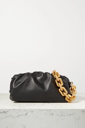 Black The Pouch chain-embellished gathered leather clutch | Bottega Veneta | NET-A-PORTER