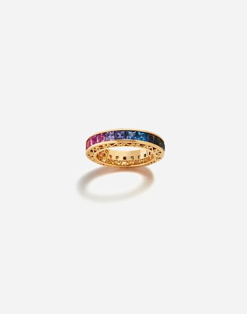 Watches and Jewelry - Woman | Dolce&Gabbana - MULTICOLOR SAPPHIRE WEDDING RING
