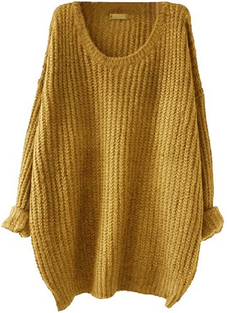 Amazon.com: SweatyRocks Women's Embroidered Flower Oversized Knit Casual Loose Pullover Sweater (Small, Mustard): Clothing