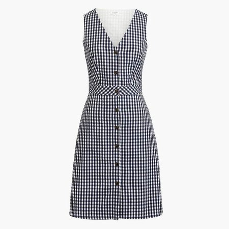 V-neck button-front dress in gingham