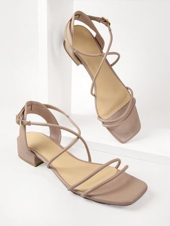 Women Buckle Detail Ankle Strap Sandals, Elegant Outdoor Flat Sandals | SHEIN