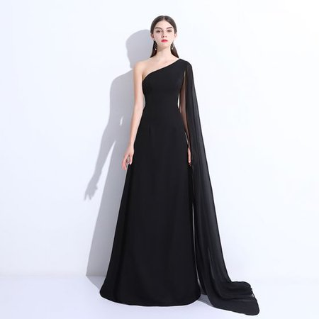 Modest / Simple Evening Dresses 2018 A-Line / Princess One-Shoulder Backless Sleeveless Floor-Length / Long Formal Dresses