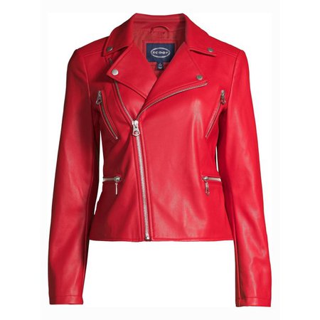 Scoop - Scoop Women's Faux Leather Moto Jacket - Walmart.com - Walmart.com