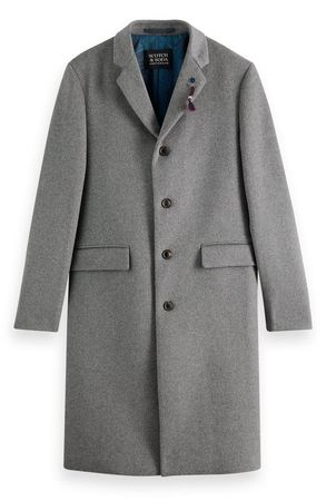 Scotch & Soda Men's Classic Mélange Wool Blend Overcoat