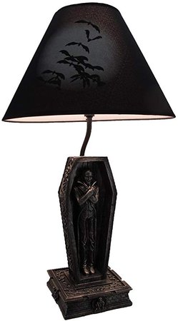 Dark Dawning Vampire in the Coffin Black Table Lamp and Fabric Shade, Table Lamps - Amazon Canada