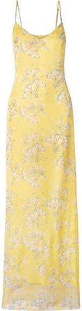 Eywasouls Malibu - Sophia Floral-print Chiffon Maxi Dress - Pastel yellow