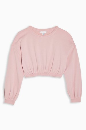 Pink Elastic Crop Sweatshirt | Topshop
