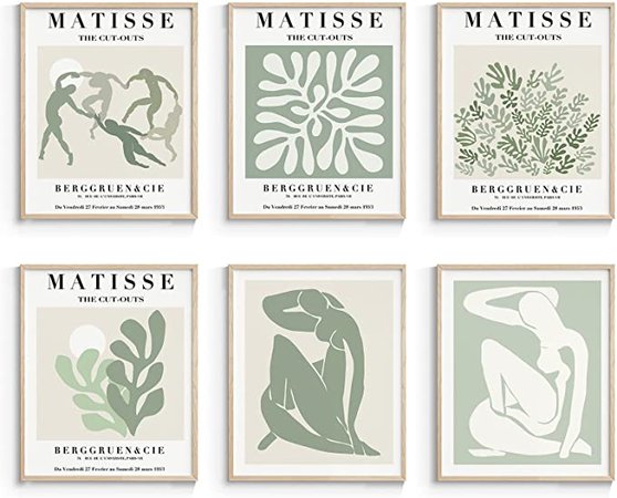 Amazon.com: InSimSea Sage Green Matisse Print Room Decor - Abstract Wall Art Prints Posters for Room Aesthetic - Danish Pastel Room Decor Aesthetic Posters & Prints Set of 6 (UNFRAMED, 8x10in): Posters & Prints