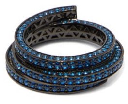 Black Gold Blue Diamond Swirl Ring