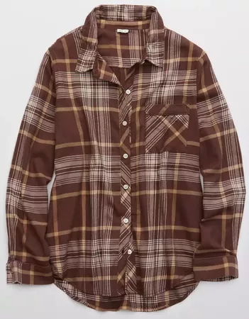 Aerie Flannel Pajama Shirt brown