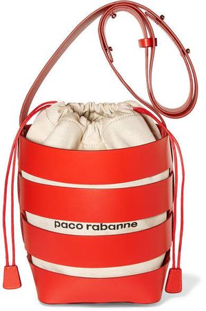 Cage Hobo Medium Leather And Canvas Bucket Bag - Red