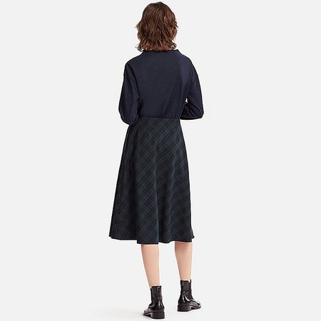 WOMEN CHECKED FLARED HIGH-WAISTED SKIRT (ONLINE EXCLUSIVE) | UNIQLO US
